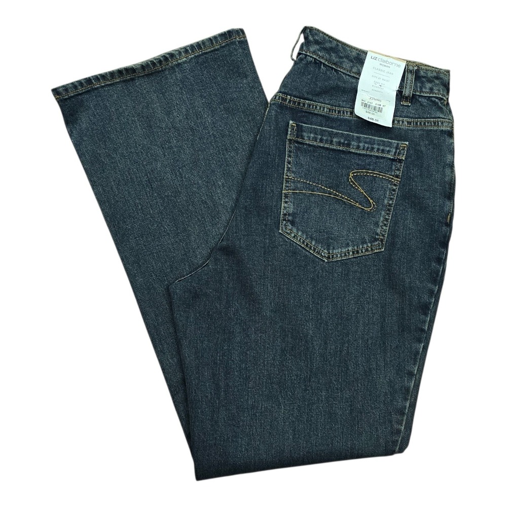 Liz Claiborne Woman 14W Regular Bootcut Jeans Dark Wash Stretch High Rise New‎